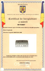 Certificat de inregistrare a marcii OSIM